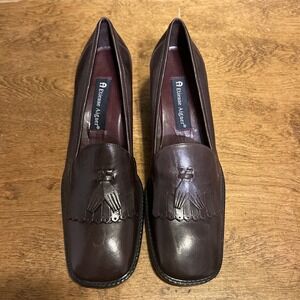 Etienne Aigner Shoes Womens  7.5 N Brown Heels Logo Tassled Pump Parlay‎